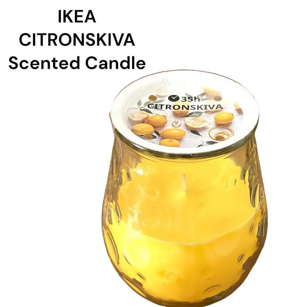 IKEA CITRONSKIVA Citrus Yellow Scented Candle in Glass